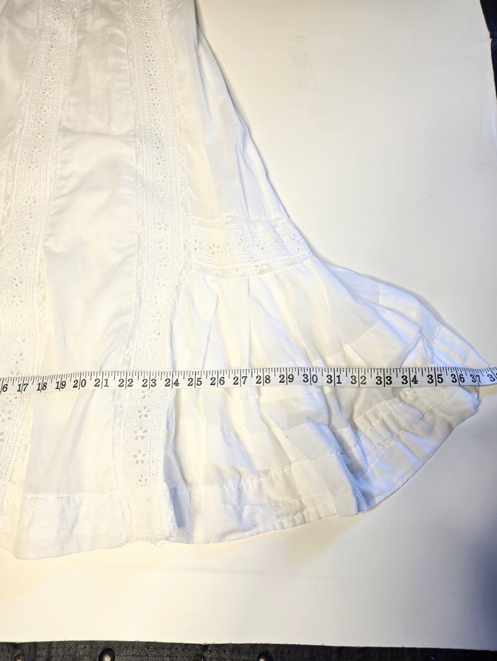 White Eyelet Lace Edwardian Victorian-Inspired Midi Dress - Picture 8 of 11